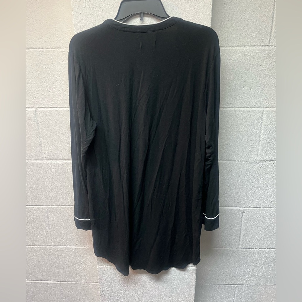 UGG. Black Long Sleeve Nightshirt with White Trim - Picture 3 of 4